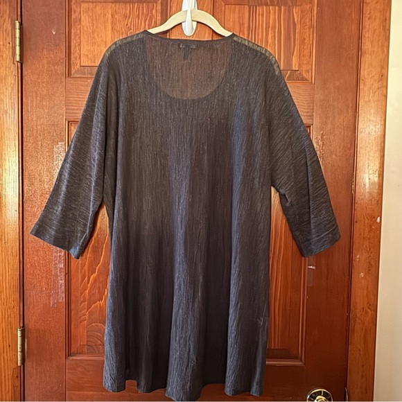 Eileen Fisher Dark Gray with Light Gray Fleck Long Sleeve Top Tunic Large - Picture 7 of 8